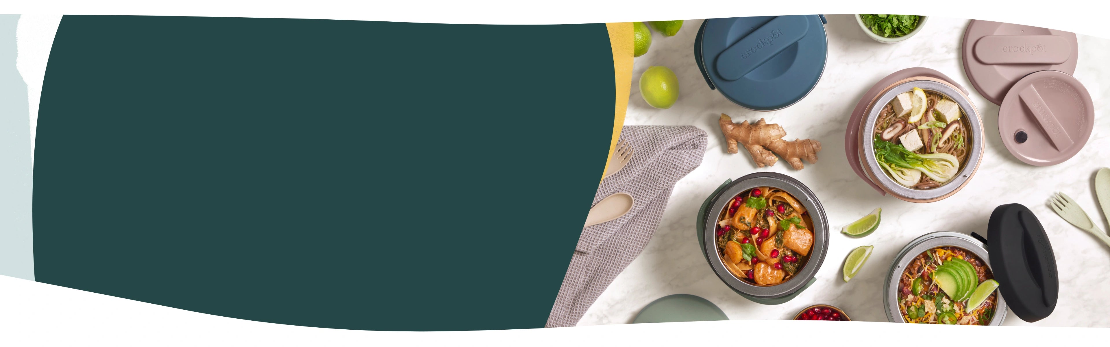 Lunch Crock food warmers with prepared meals